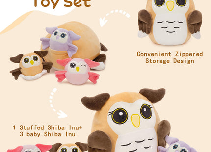 MaoGoLan Owl Stuffed Animals with Babies Inside,Ultra Soft Owl Plush Throw Pillow with 3 Adorable Baby Owls Plushie,Squishy Stuffed Collection Gift for Owl Lover,Kids,Teens,16"