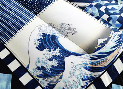 AILONEN Blue Nautical Patchwork Twin Bedding Set 3 Piece, 1 Comforter + 2 Pillowcases, Indigo Waves Sailboat Blocks for Dorm Loft Single Bed Youth Decor