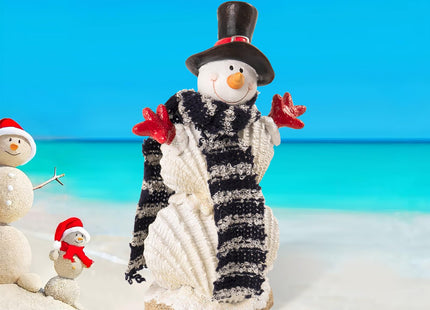 caiydramy 6.5 Inch Beach Snowman Figurines, Resin Seashell Coastal Christmas Table Top Indoor Decorations for Home, Holiday Beachy Winter Tabletop Centerpiece Shelf Mantel Desk Decor