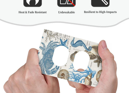 Annisrak Outlet Covers Nautical Print With Shells Crab Seahorse 1 Gang Duplex Light Switch Cover Plate Decorative Switch Plate Covers Electrical Socket Cover For Home Cabin Decor