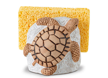 Ceramic Sea Turtle Sponge Holder White Coastal Kitchen Sink Caddy Organizer
