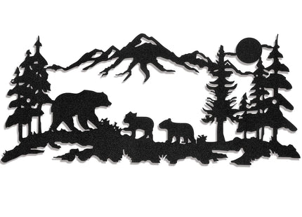 Moxweyeni Metal Bear Wall Art Forest Mountain Hunting Decor,Black
