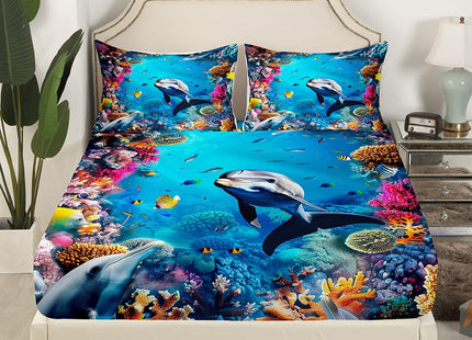 Erosebridal Whale Fitted Sheet for Kids Boys Teens Twin