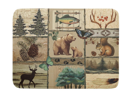 Rustic Cabin Dish Drying Mat - Forest Bear Moose Wildlife Drainer Mat 18x24 Wild Animal Dishes Pad Pine Tree Dish Drainer Rack Retro Butterflies Fish Mats for Counter