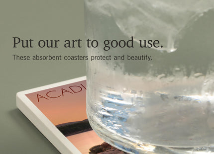 Lantern Press Acadia National Park, Maine, Rocks and Water (Absorbent Ceramic Coaster, Single, Cork Back, Kitchen Table Decor)
