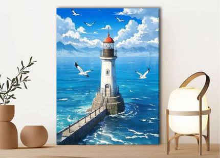 Lighthouse Ocean Canvas Wall Art, 2 Piece Gallery Wrapped Prints, 12x16