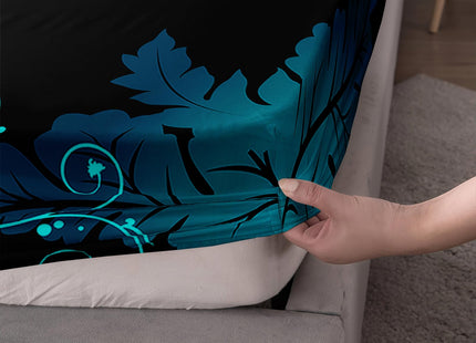 Nttopship Black Sea Turtle 4 Pieces Bed Sheet Sets Queen Size Sea Turtle Bedding Sets with 16" Deep Pockets Oceans and Starfish Bedroom Decor,Bedding Set 4 PCS(1 Fitted+1 Flat+2 Pillowcases)