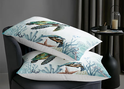 AILONEN Sea Turtle Comforter Set Queen Size, Teal Green Ocean Beach Coastal Bedding 3 Pieces Twin Bed in a Bag,Ocean Turtle Quilt with 2 Pillowcases for Boys Girls Adults