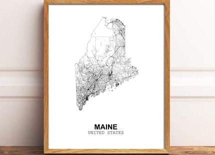 Eleville 8X10 Unframed Maine United States Country View Abstract Road Modern Map Art Print Poster Wall Office Home Decor Minimalist Line Art Hometown Housewarming wgn176