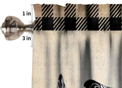 SHElifestyle Farm Animal Kitchen Valance, Rooster Chicken Hen Black White Buffalo Plaid Farmhouse Chick Country Cabin Window Treatment Valances for Home Bedroom Living Kitchen Café Décor 54x18inch