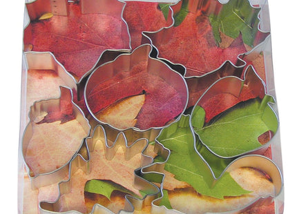 R&M International Autumn Leaf Cookie Cutters, Squirrel, Pumpkin, Acorn, Apple, Ivy, Pin Oak, Maple Leaf, 7-Piece Set