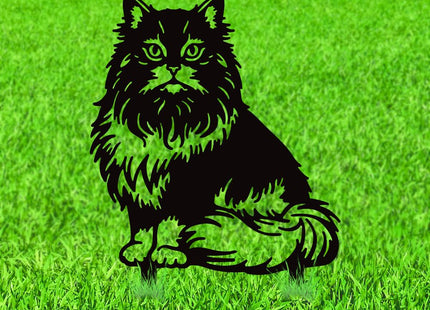 WADORN Maine Coon Cat Metal Decorative Garden Stakes, Black Cute Maine Coon Cat Outdoor Statues Silhouette Funny Cats Lover Gifts Stakes Ornaments for Yard Art Garden Patio Backyard Lawn Decoration