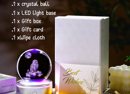 Arikyrist Glass 3D Owl Figurine 3.15in. Ball Gifts for Women Men Owl Lovers