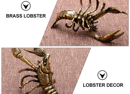 Kisangel Brass Golden Lobster Figurine Marine Animal Metal Statue Tea Pet