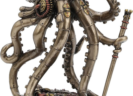 Veronese Design 6 3/4 Inch Tall Steampunk Octopus Space Observer Cold Cast Bronzed Resin Fantasy Collectibles Animals Figurine Space Alien Home Decor