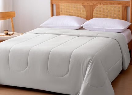 Amazon Basics Cooling Comforter, Temperature Regulating Blanket for Hot Sleepers, Summer & All Season Bedding, Lightweight, 90"x90", Queen, Gray