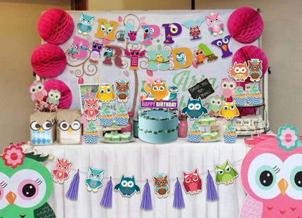 Chilfamy Owl Birthday Decorations, Cute Owl Theme Party Supplies