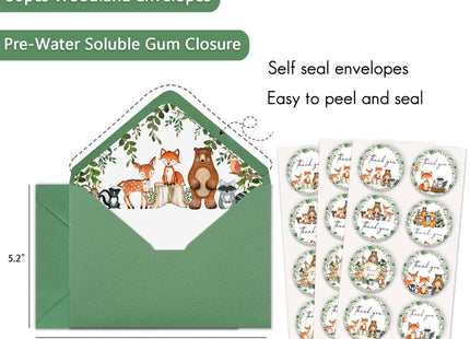 50 Woodland Baby Shower Invitations, Forest Woodland Greenery Invitations