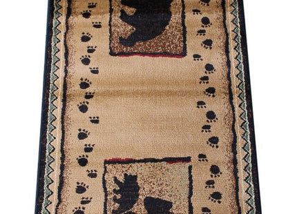 Cabin Lodge Long Runner Area Rug with Bear and Cub Image (2 Feet 4 Inch X 10 Feet 10 Inch) Runner