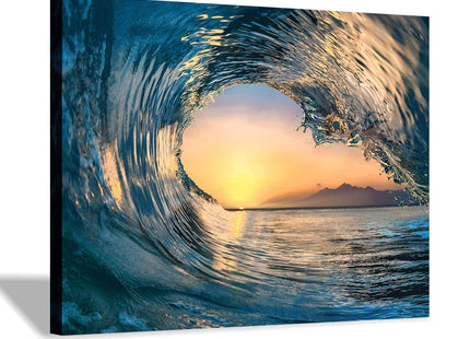 Hardy Gallery Ocean Wave Canvas Wall Art Coastal Decor 16x11 Inch