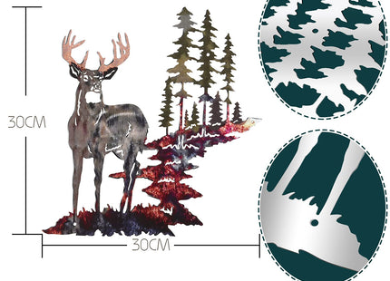 Moxweyeni Metal Deer Wall Art Forest Trees Rustic Hunting,Bright Color