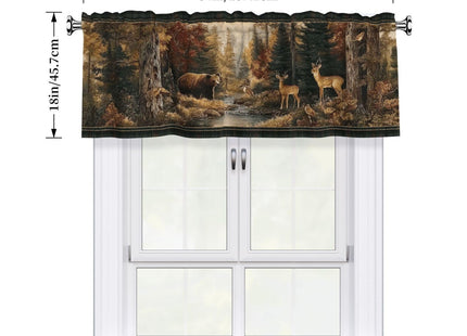 VeySlHio Woodland Deer Curtain Valance 54x18 Inches Window Treatment Rod Pocket Valance for Kitchen Bathroom Bedroom