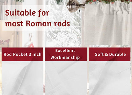 Christmas Curtain Valance for Windows Pine Tree Holly Rod Pocket Valance Window Treatments Snowflake Xmas Buffalo Plaid Check Short Curtains for Kitchen Windows Bathroom Bedroom 54x18in