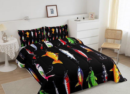 Erosebridal Fishing Comforter Set Fish Hunting Bedding Colorful Fish King