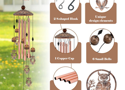 35 Inch Owl Wind Chimes for Outside,Unique Gift for Owl Lovers