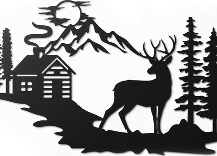 Vivegate Deer Wall Decor – 17.5”X11” Deer Decorations for Home Rustic Forest Wall Decor Deer Pictures Cabin Bathroom Wildlife Metal Wall Art