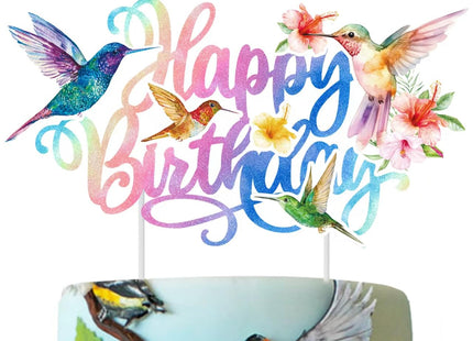Hummingbird Party Cake Topper Hummingbird Birthday Cake Decoration Hummingbird Mother's Day Decoration Bird Cake Topper for Hummingbird Theme Baby Shower Party Supplies