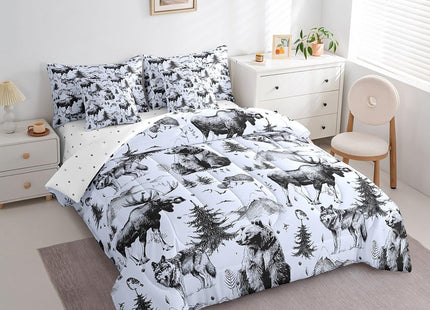 Erosebridal 7 Pcs Comforter Set,Rustic Animal Bed in a Bag with Flat Twin
