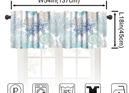 YSWOW Nautical Coastal Valance Curtain Beach Sea Starfish Seashell Art Printed Window Drapes for Bedroom Living Room Decor W54xL18in Fabric 1 Panel