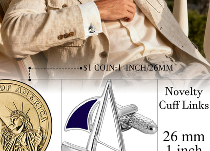 HAWSON Sailboat Cufflinks for Men, Yacht Boat Nautical Sailing Gifts for Sailor Captain Husband Dad Tall Ships Festival