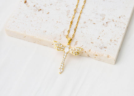 HNPHQT Dragonfly Necklace 14K Gold Plated Dainty Dragonfly Pendant Necklaces for Women Jewelry Gifts