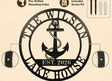Personalized Lake House Decor, Custom Nautical Wall Decor, Nautical Decor for Home, Outdoor Metal Lake House Signs