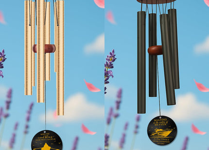 Personalized Boating Memorial Wind Chime – “Boating on The Waters of Heaven” Custom Name & Years – Nautical Sympathy Gift for Loss of Loved One – Outdoor Sailboat Remembrance Windchime for Sea Lovers