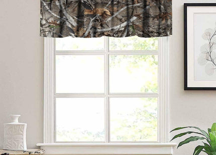 Yearn Jear Forest Camouflage Valance Curtain,Camo Conifer Oak Branches Leaves Mossy Hunting Lodge Camp Cabin Theme Windows Curtain Valance for Cottage Kitchen Dining Room,54x18inch