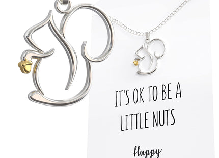 Happy Kisses Squirrel Necklace - Charming Squirrel Pendant with Funny Message Card - Ideal Squirrel Gift for Women, Peanut Lovers, and Wildlife Enthusiasts (ON CARD ONLY)