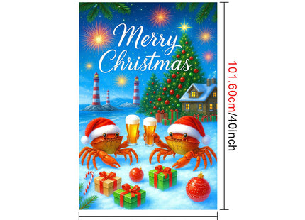 IVN Christmas Crab Santa Hat Lighthouse Garden Flag 28x40 Inch Yard Decor
