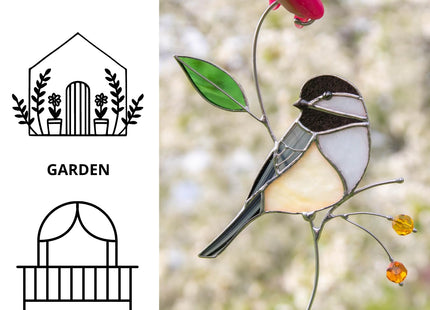 Gift Birds Handmade Chickadee Stained Glass Suncatchers Window Hanging Art