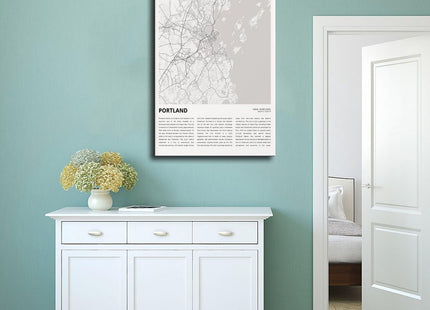 ghNDJdk Portland Map, Travel Maine, Housewarming Gift Canvas Poster Bedroom Sports Landscape Office Room Decor Gift StyleFrame 12x18inch