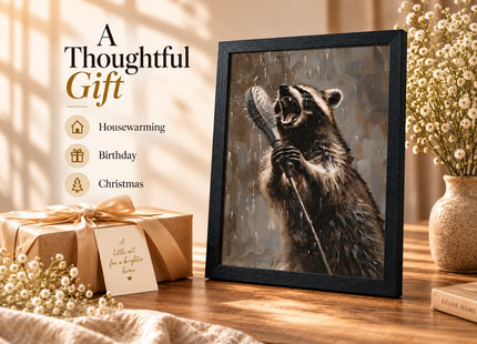 NALEPS Raccoon Bathroom Framed Wall Art,Funny Raccoon Wall Decor,12x16 In