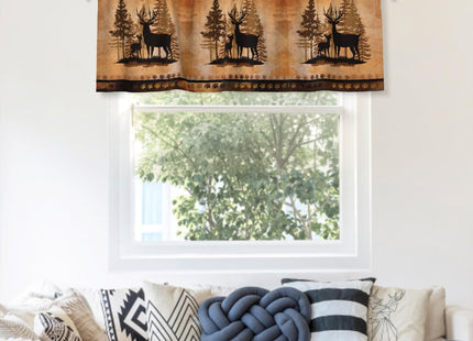 Giwawa Forest Deer Kitchen Curtain Valance Wildlife Animal Small Blackout Window Treatment Valances for Living Room Bedroom Bathroom, 54x18 Inch