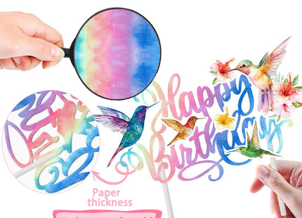 Hummingbird Party Cake Topper Hummingbird Birthday Cake Decoration Hummingbird Mother's Day Decoration Bird Cake Topper for Hummingbird Theme Baby Shower Party Supplies