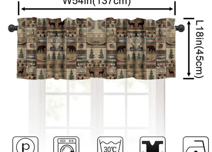 Djaby Retro Rustic Deer Valance Curtains, Bear Wildlife Pine Tree Farmhouse Lodge Cottage Hunting Country Style Valance Curtains for Bedroom Living Room 54x18inch