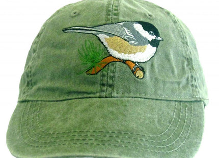 Tom's Bird Feeders Chickadee Embroidered Cotton Cap Green