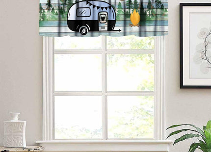 Camper Rv Valance Curtain, Rustic Vintage Wooden Mountains Forest Travel Trailer Camper Rod Pocket Blackout Window Valance for Farmhouse Kitchen Bedroom Living Room, 54x18inch