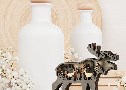 Laozai Cabin Decor Wooden Deer Wall Art