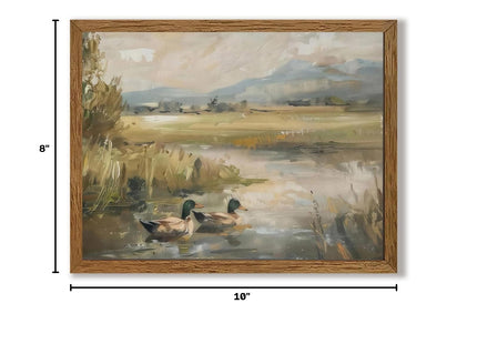 Urmoya Mallard Ducks Rustic Lake House Framed Canvas Wall Art, 8x10 Inch